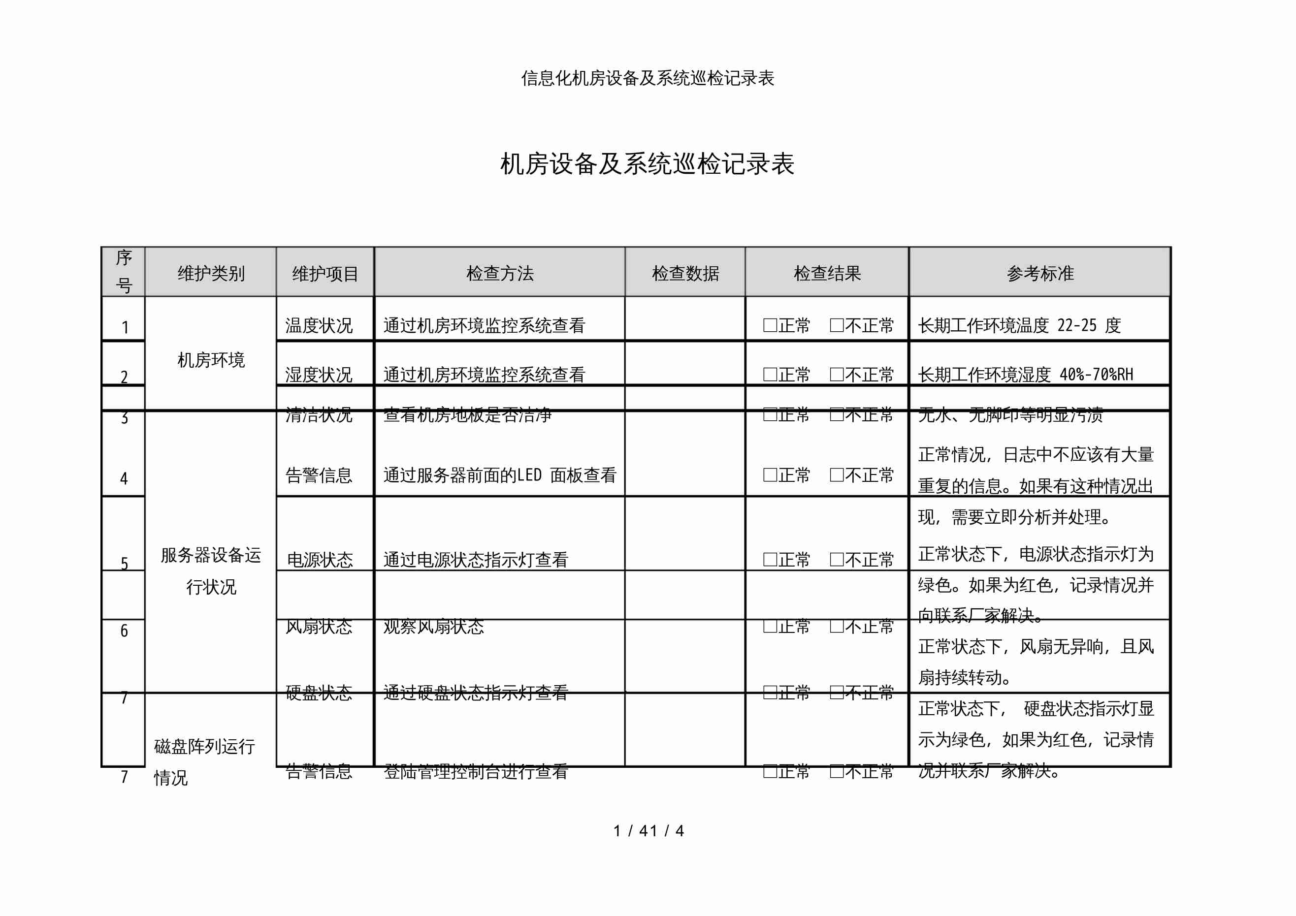 机房巡检记录模板.docx-0-预览