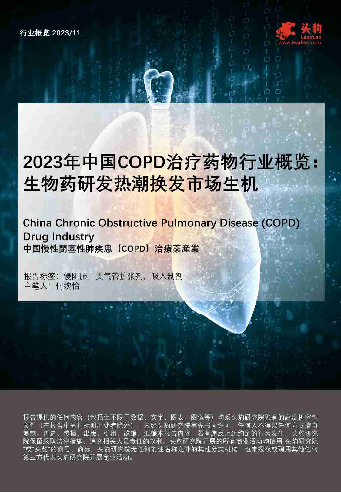 2023年中国COPD治疗药物行业概览：生物药研发热潮换发市场生机 -头豹.pdf-0-预览