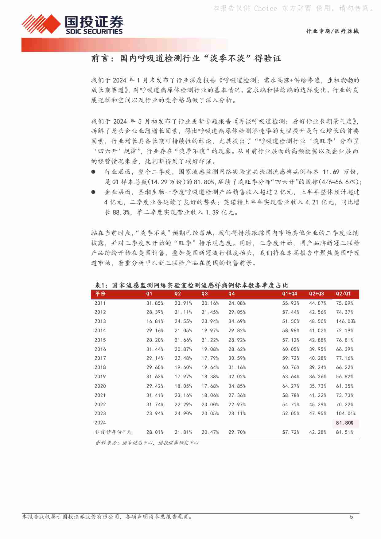 医疗器械行业专题：呼吸道检测系列三：国内淡季不淡，关注美国流感样病例逐年上升带来的投资机会.pdf-4-预览