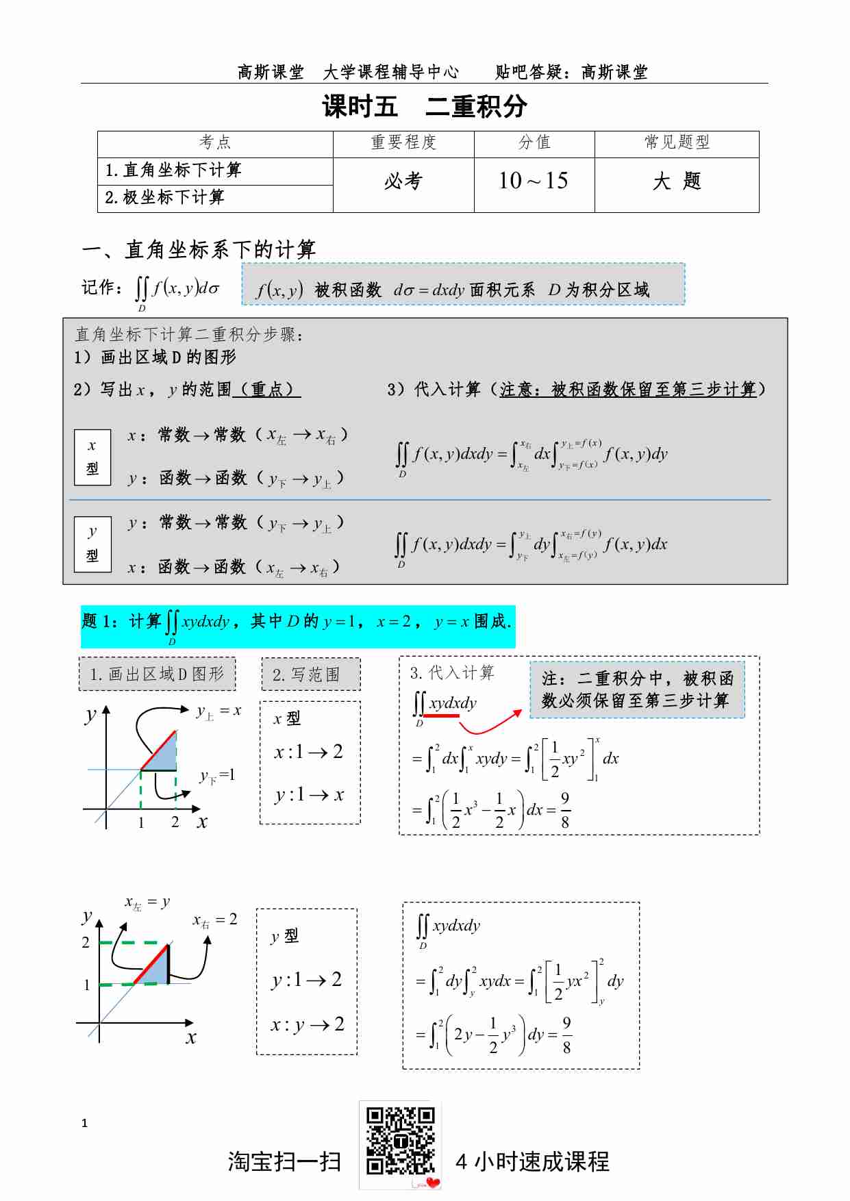 （选学）《二重积分》讲义笔记.pdf-0-预览