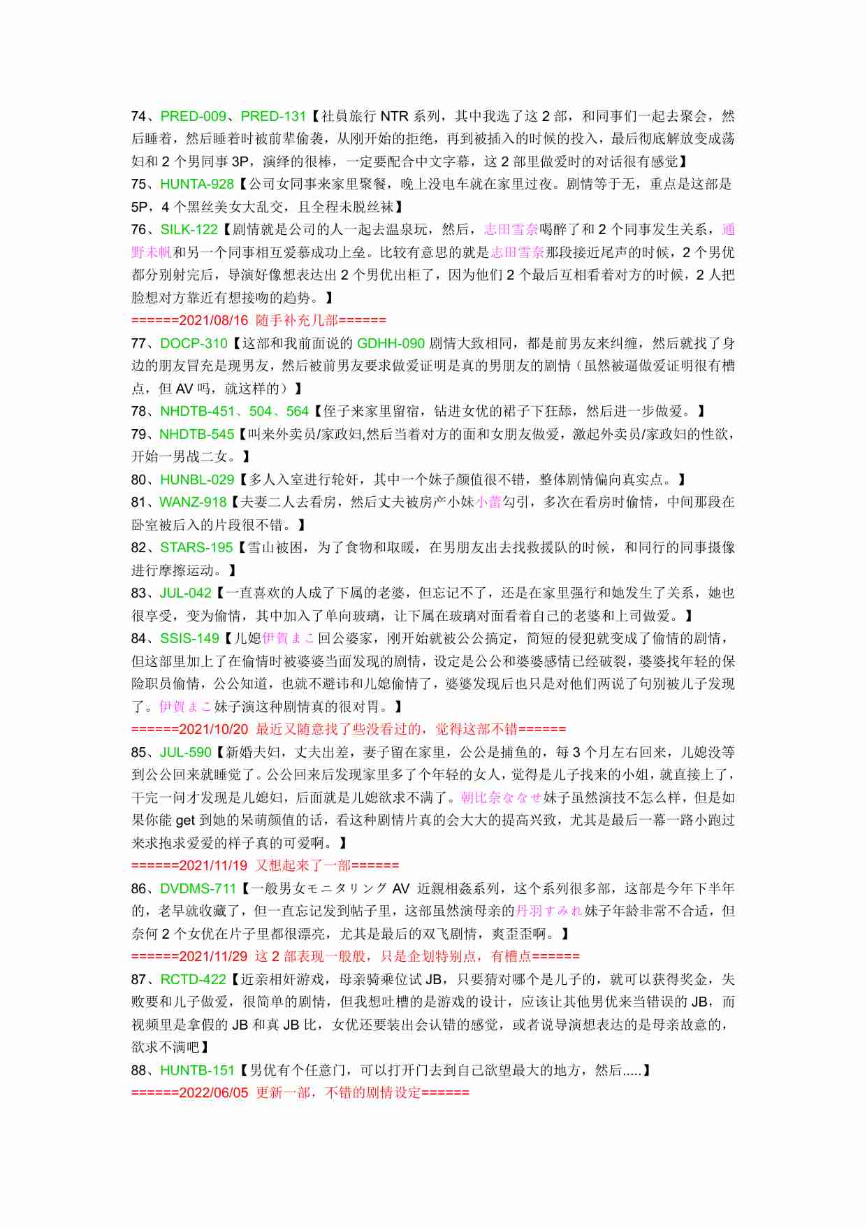 某网友近万字分享自己收藏的女优、剧情以及企划番号.pdf-4-预览