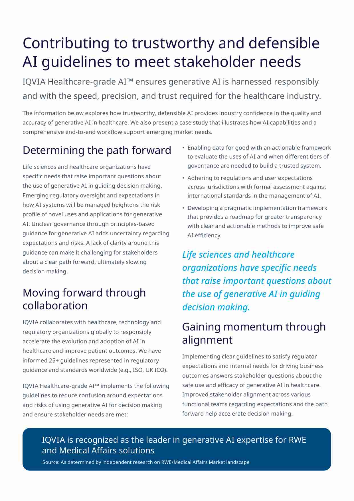 iqvia -借助值得信赖的医疗级人工智能应用程序加速决策和部署 Leading the Way- Accelerating decision making and deployment with trusted Healthcare-grade AI applications.pdf-1-预览