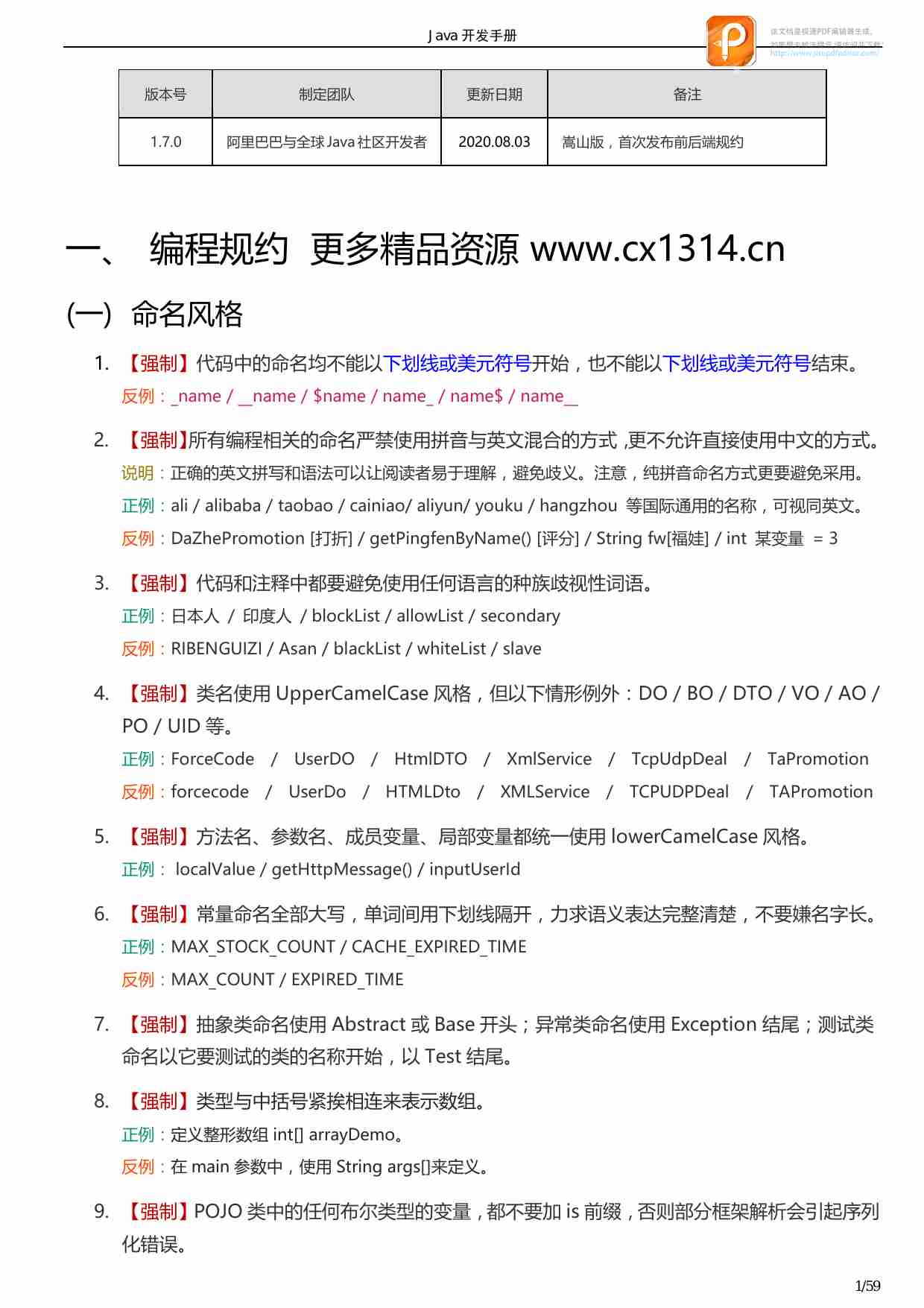 阿里巴巴Java开发手册-2020最新嵩山版.pdf-3-预览