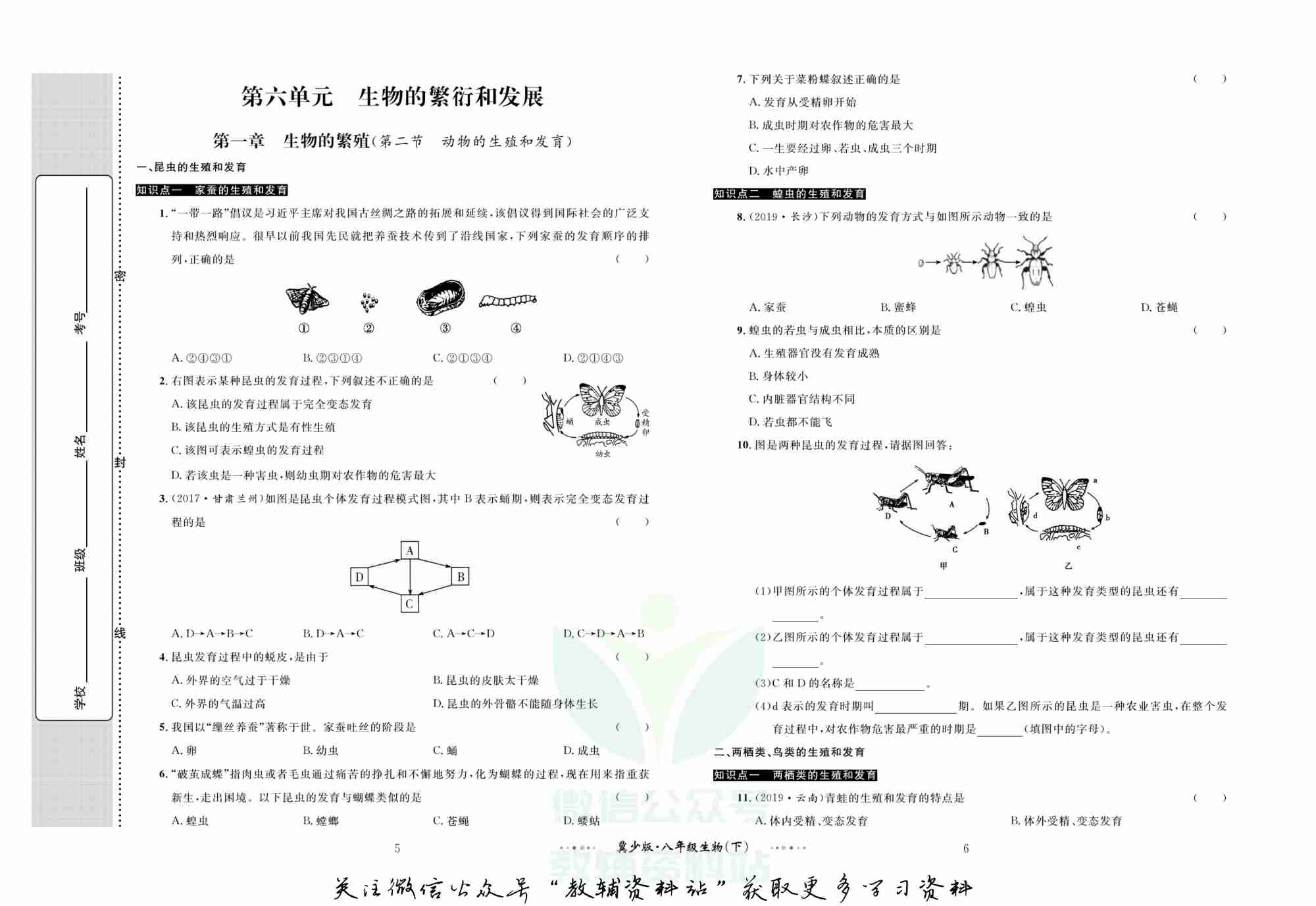黄冈名师金考卷八年级下册生物冀少版.pdf-3-预览